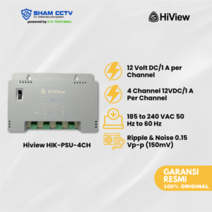 Hiview HIK-PSU-4CH – 4 Channel 12V 5A Switching Power Supply Box | Aman & Stabil untuk CCTV Rumah & Kantor