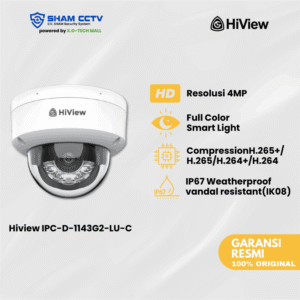 Hiview IPC-D1143G2-LU-C – Kamera IP Dome 4MP Smart Dual Light dengan Audio & PoE
