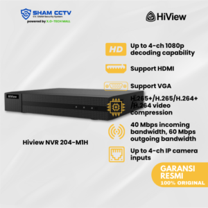 Hiview NVR204-M1H – 4 Channel Network Video Recorder Full HD Smart H.265+ dengan Output 4K UHD