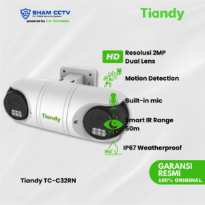 Tiandy TC-C32RN Dual Lens – Kamera IP 2MP Dual View Smart IR PoE Mic Built-in (Outdoor)