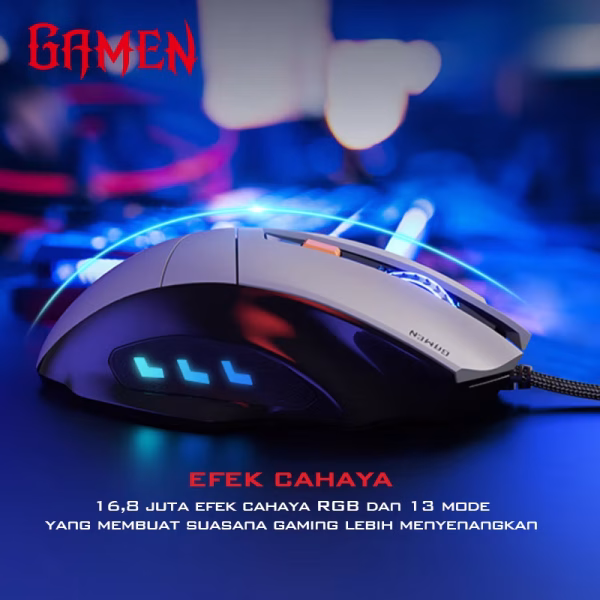 GAMEN GM300 — Wired Gaming Mouse RGB (7200 DPI) - Gambar 2