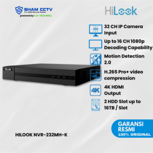 HiLook NVR-232MH-K – 32 Channel Network Video Recorder | H.265+ | 4K HDMI Output | Dual HDD | Smart Playback | Remote Access