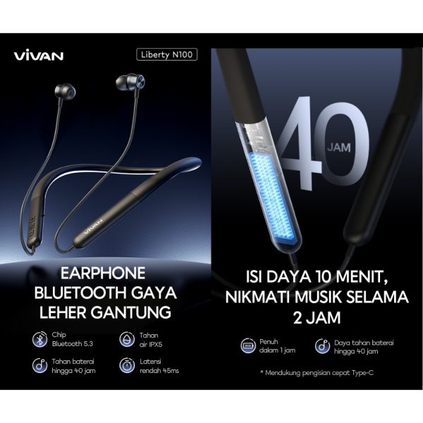VIVAN Liberty N100S Sport – Neckband Wireless - Gambar 3