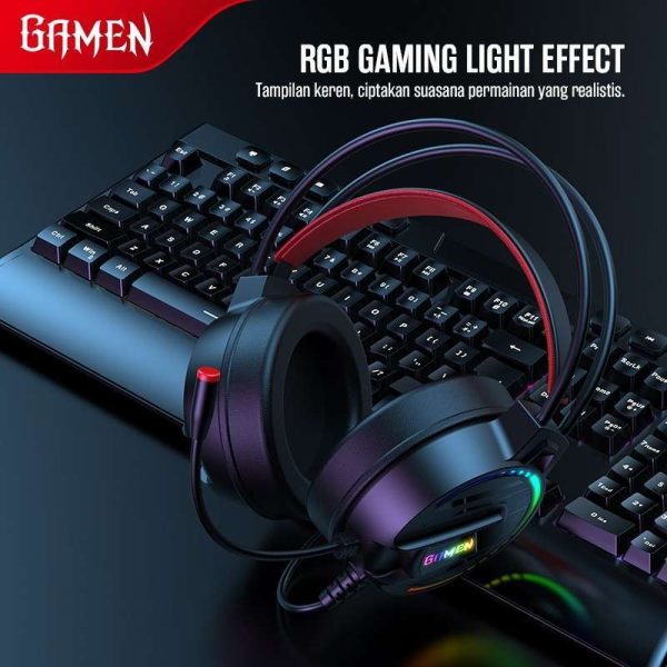 GAMEN GH200 Pro – Wired Headset (AUX 3.5mm) dengan RGB & Mic 360° - Gambar 3