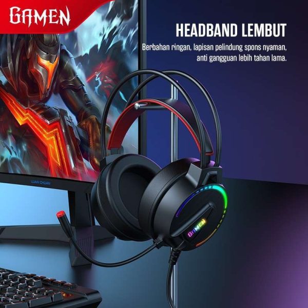 GAMEN GH200 Pro – Wired Headset (AUX 3.5mm) dengan RGB & Mic 360° - Gambar 4