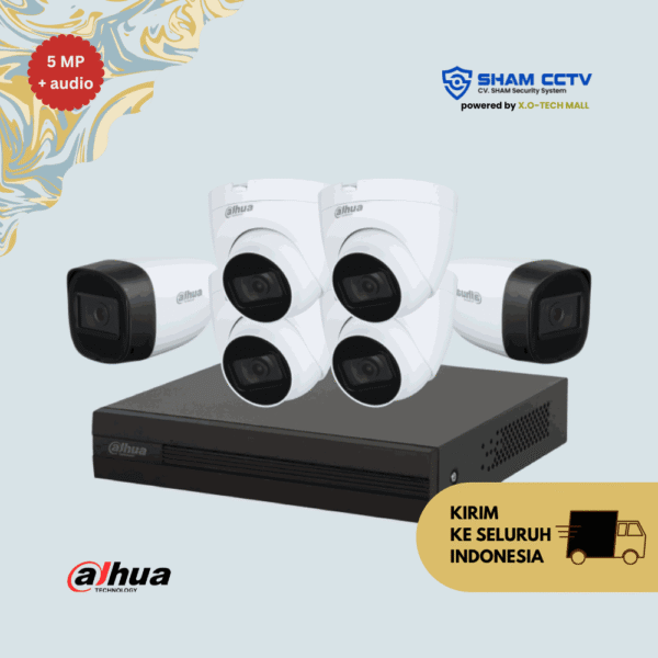 Paket CCTV Dahua 5MP Audio Infrared 6 Kamera
